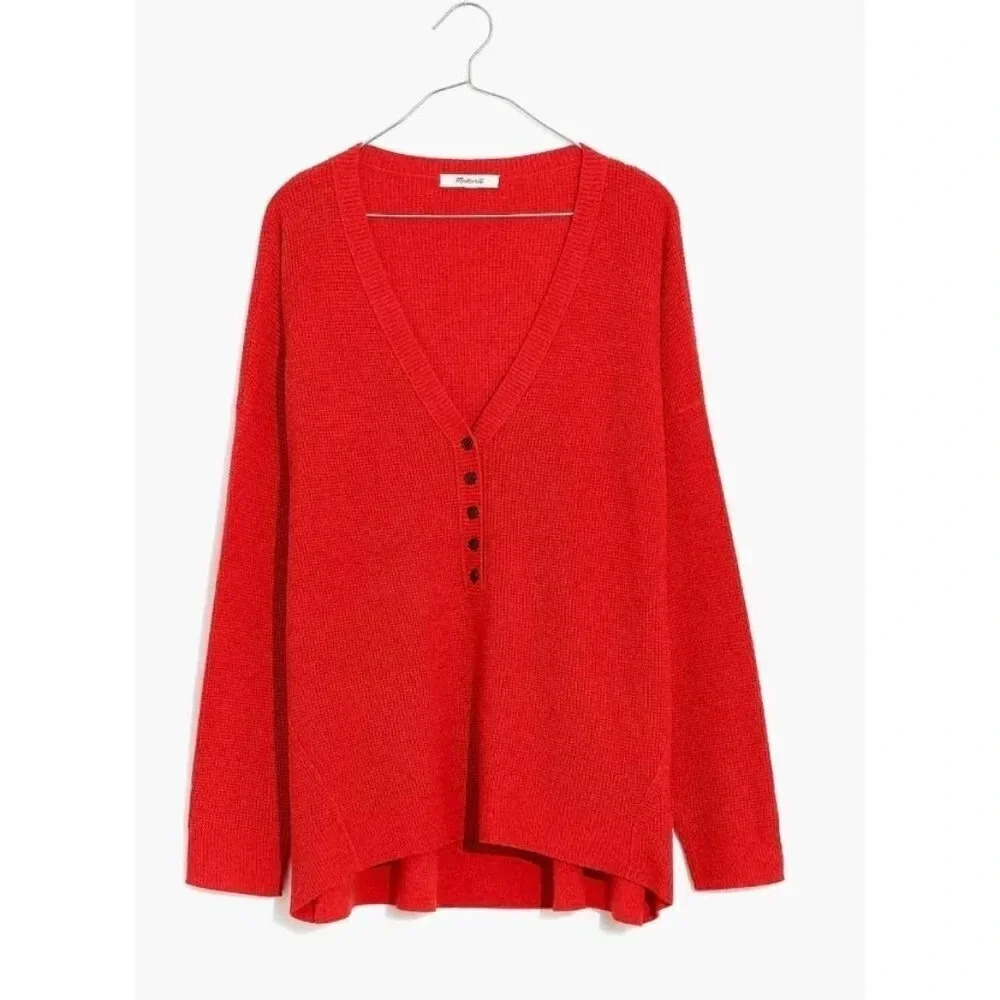 Madewell Sweater Women’s XS Wool Alpaca Asherton Waffle Henley